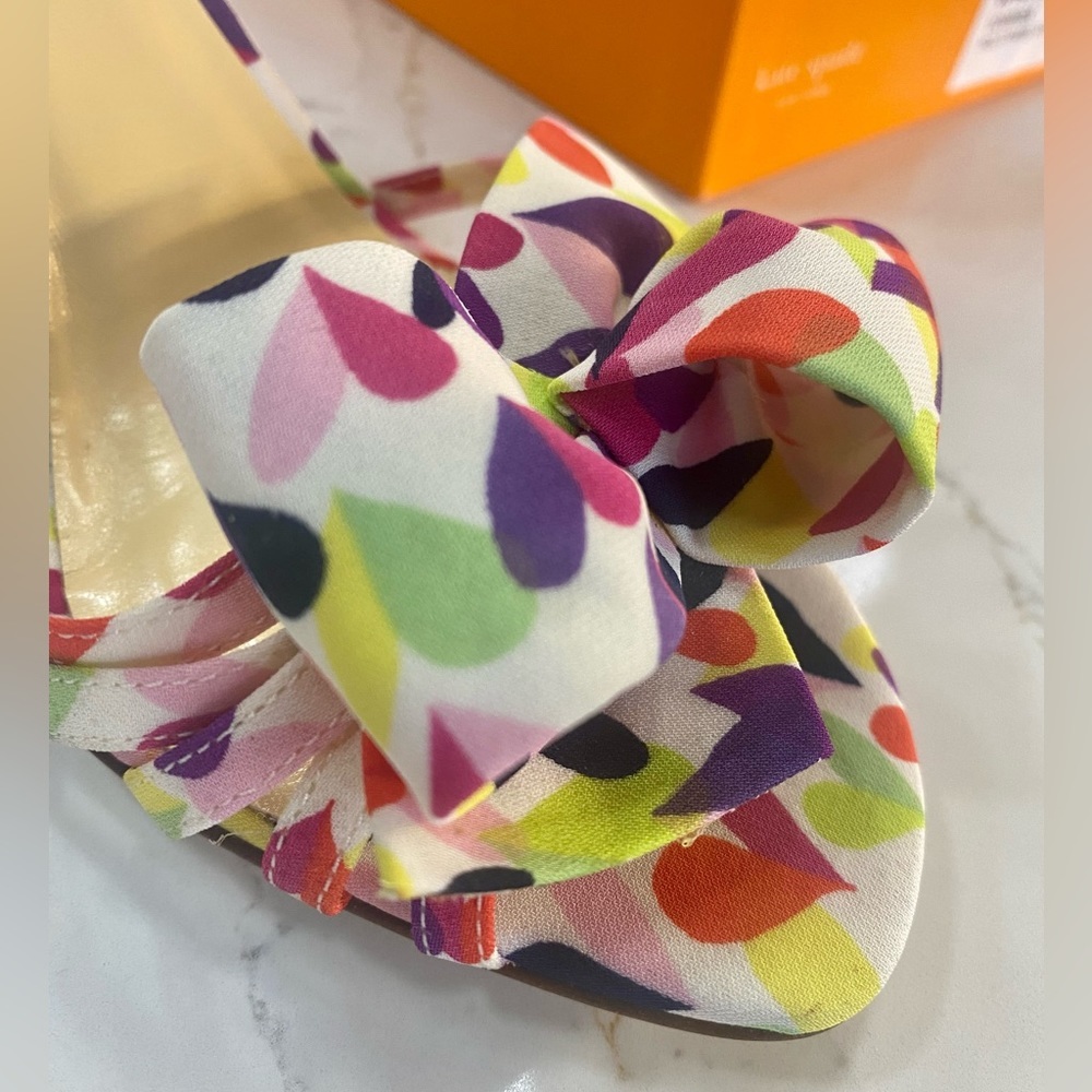 Kate Spade Multi Heart Pink Purple Print Bow Heel Lourdes Shoes Size 8 V… - Picture 6 of 6
